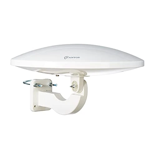Outdoor Amplified HDTV Antenna, ANTOP UFO 360 ° Omni-directional Reception, 65 Mile Long Range High Gain TV Antenna for Attic Home RV TV with Built-in 4G LTE Filter, Waterproof, UV Coating