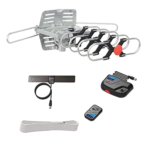 ViewTV UPGRADED 2020 Version Outdoor Amplified Digital HDTV Antenna - up to 150 Mile Range - Motorized 360° Rotation - New Wireless Remote Control - Free Mini Indoor Antenna