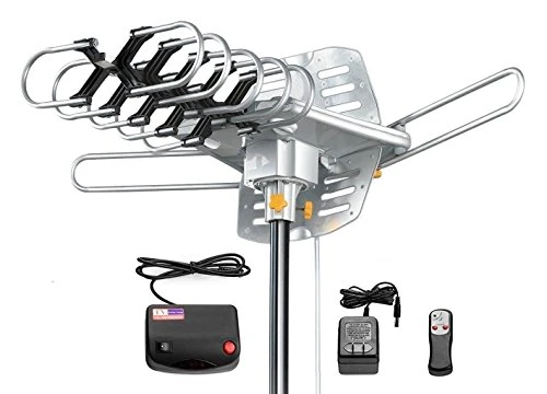 Tree New Bee Amplified HD Digital Outdoor HDTV Antenna 150 Miles Long Range with Motorized 360 Degree Rotation, UHF/VHF/FM Radio with Infrared Remote Control